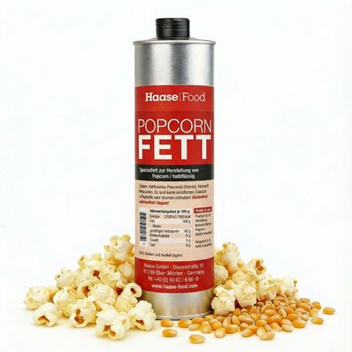 Haase Food Popcornfett halbflüssig 1 L – Für klassisches Kino-Popcorn