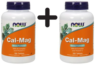 2 x NOW Foods Cal-Mag with B-Complex and Vitamin C - 100 tablets