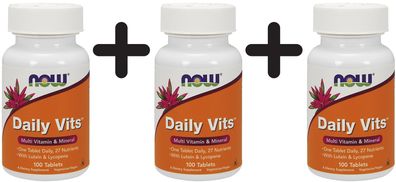 3 x NOW Foods Daily Vits - 100 tabs
