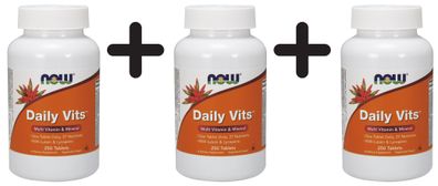 3 x NOW Foods Daily Vits - 250 tabs
