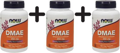 3 x NOW Foods DMAE, 250mg - 100 vcaps