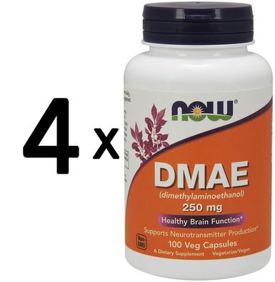 4 x NOW Foods DMAE, 250mg - 100 vcaps