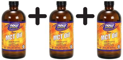 3 x NOW Foods MCT Oil, 100% Pure - 473 ml