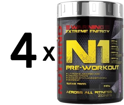 4 x Nutrend N1 Pre-Workout, Blackcurrant - 510g
