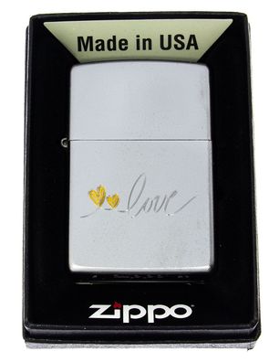 Zippo Heart Satin Chrome Two Tone