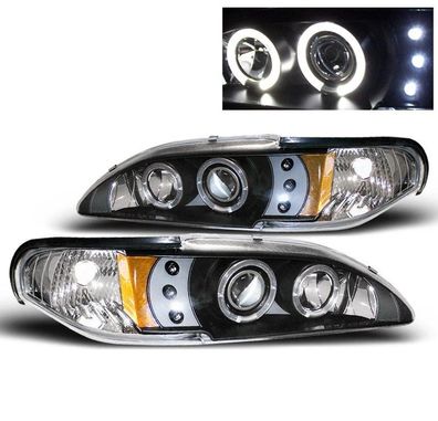 Für FORD Mustang 94 - 98 Projector Scheinwerfer LED 1 Teilig SATZ Black 1994 1998 96