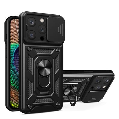 Hybrid Armor Camshield Bumper Handyhülle Hülle mit Ring kompatibel mit Xiaomi 14T