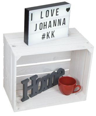 Obstkisten Johanna- neu - weiß - Aufschrift: Aufdruck Altes Land