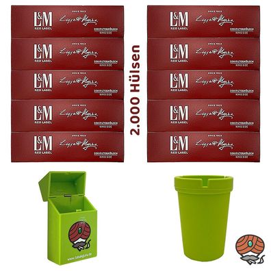 10x L&M Rot King Size Filterhülsen + Autoaschenbecher + Box