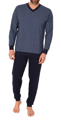 Edler Herren Pyjama langarm mit Minimal-Print - 122 101 10 750