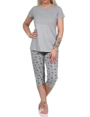 Damen Capri Pyjama, Schlafanzug mit Sternen - 112 204 10 735