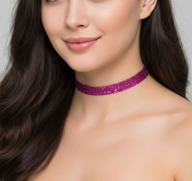 Handgefertigtes Glitzer-Halsband von Götz Barner 16 mm Choker verschiedene Farben