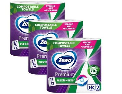 Zewa Premium Flexisheets 2-lagig Papierhandtücher 3x2 Rollen