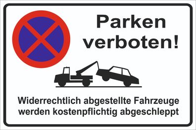 Schild Parken verboten mit Logo