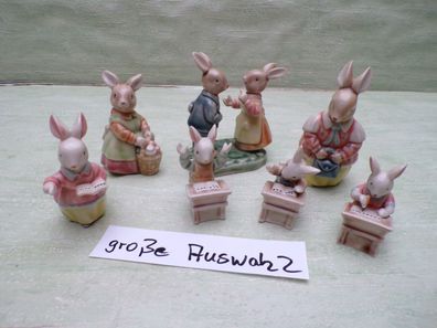ältere Hasen Porzellan Schule Familie ca 6,5 - 10,5cm pastell Albert Kessler