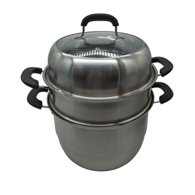 VEVOR 28cm Dampfgarer Topf Edelstahl mit Glasdeckel, 3 Etagen Dampfkocher