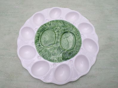 alter Porzellanteller Ostereierteller Platte Pfeffer Salz-Ablage weiß-grün