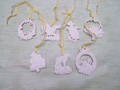 7x Hutschenreuther Frühling Biskuitporzellan Anhänger Ostern Osterhase Küken Henne
