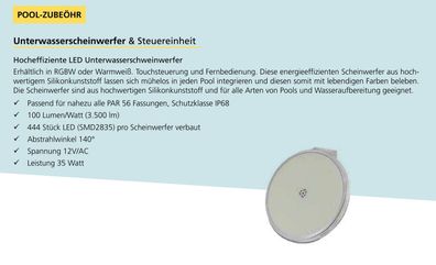 LuminAqua LED WW Scheinwerfer 18Watt Poolbeleuchtung