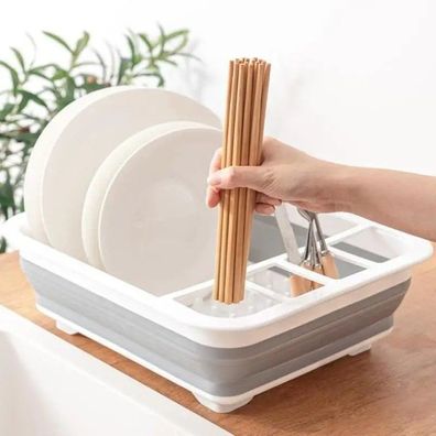 ollapsible Space-Saving Dish Drainer & Drying Rack for Bowls, Plates