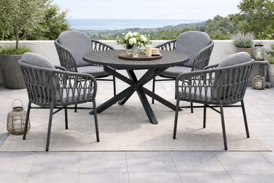 Destiny Sitzgruppe Como mit ausziehbarem Esstisch Arona Ø145/199x145cm (4 Personen)