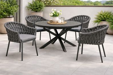 Destiny Sitzgruppe Molino mit ausziehbarem Esstisch Arona 145Ø/199x145cm (4 Personen)