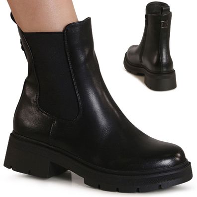topschuhe24 3203 Damen Plateau Stiefeletten Chelsea Boots