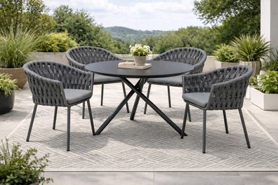 Destiny Sitzgruppe Molino mit rundem Esstisch Barletta Ø110cm (4 Personen)