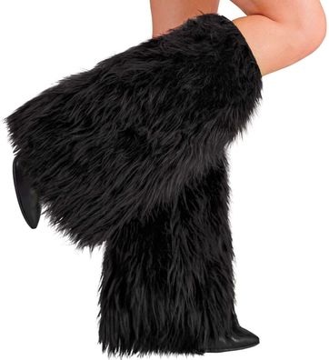Beinstulpen Plüsch schwarz