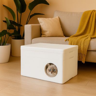 QLS Wetterfestes Katzenhaus aus Styropor 58x38x35 cm Schutzhäuschen Outdoor 11411