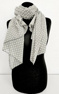 Blogger Italy Schal Tuch Seide/ Baumwolle asymetrisch mittelgroße Punkte Hellgrau