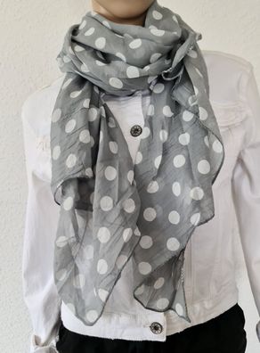 Blogger Italy Schal Tuch Seide/ Baumwolle asymetrisch große Punkte Grau