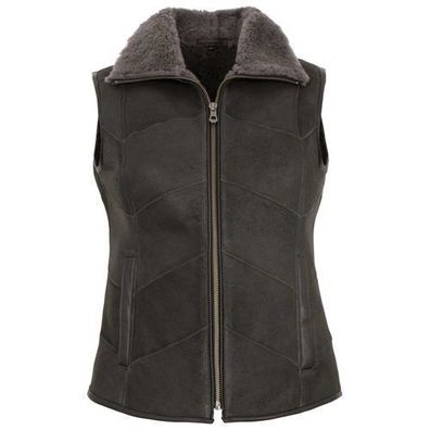 MADDOX - Damen Lammfellweste Lederweste Lammfell anthra
