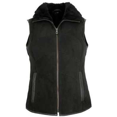 MADDOX - Damen Lammfellweste Lederweste Lammfell schwarz