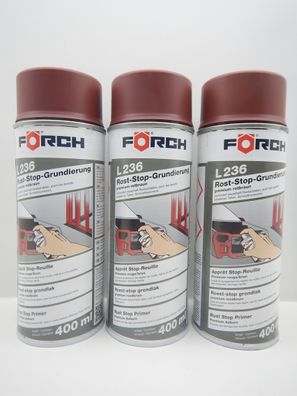 3X FÖRCH Roststopp Grundierung ANTI ROST Premium Rotbraun L236 SPRAY 400ML