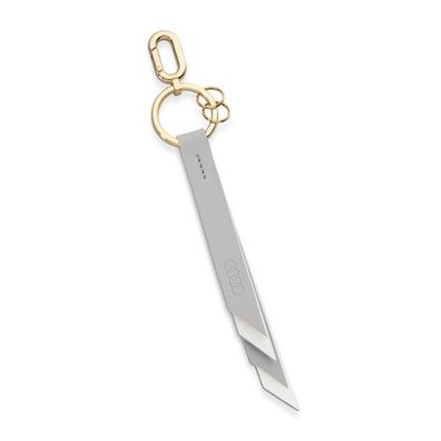 Original Audi Schlüsselanhänger Leder, Damen, grau-creme