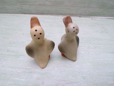 alte Porzellan Salz Pfeffer Streuer Enten Korkverschluß ca 6,5cm Made in Japan