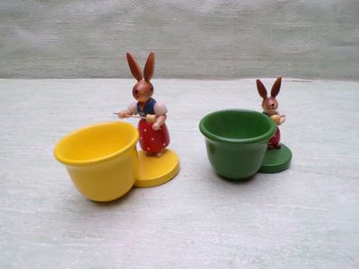 2 Erzgebirge Volkskunst Rut Gmbh Osterhasen Eierbecher Holz Gahlenz Sachsen