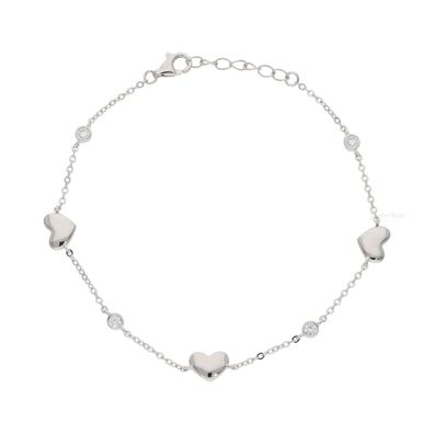 Armband Silber 925 rhodiniert Zirkonia Herz FSAB018si