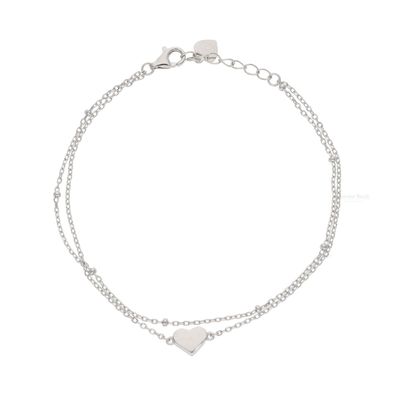 Gravur Armband Silber 925 rhodiniert Herz zweireihig FSAB017si