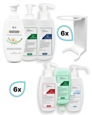 Komplett-set: Mini Fix-STARTER- 6x Mini Fix Spender, weiß oder schwarz + je eine Flas