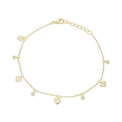 Armband Silber 925 Gold plattiert Herzen Zirkonia FSAB002gg