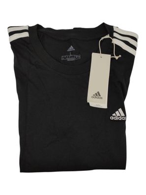 adidas T-Shirt Essentials Slim für Damen, schwarz/weiß, L