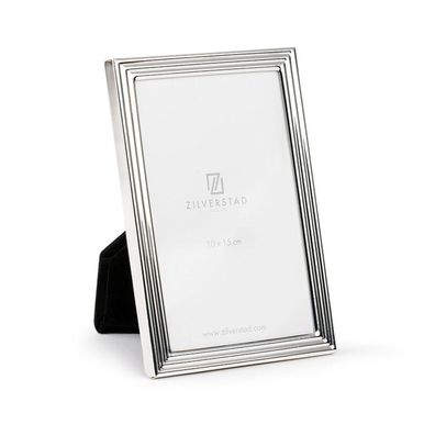 Zilverstad Bilderrahmen 10x15cm versilbert Linien-Optik Fotorahmen Veloursrücken