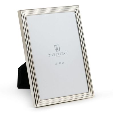 Zilverstad Bilderrahmen 13x18cm versilbert Linien-Optik Fotorahmen Veloursrücken