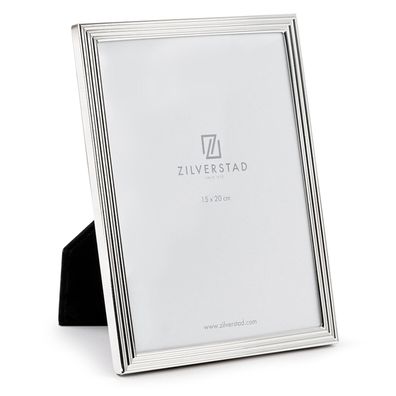 Zilverstad Bilderrahmen 15x20cm versilbert Linien-Optik Fotorahmen Veloursrücken