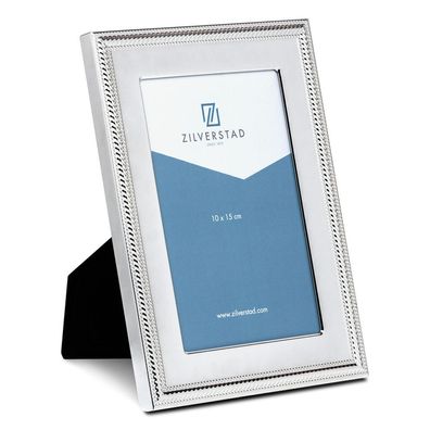 Zilverstad Bilderrahmen 10x15 cm versilbert Fotorahmen Perlrand & Veloursrücken