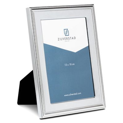 Zilverstad Bilderrahmen 13x18 cm versilbert Fotorahmen Perlrand & Veloursrücken