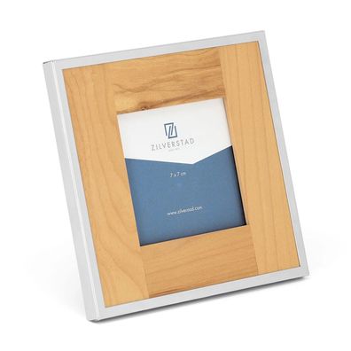 Zilverstad Fotorahmen Fotomaß 7 x 7 cm quadratisch Holz-Rahmen mit Veloursrücken