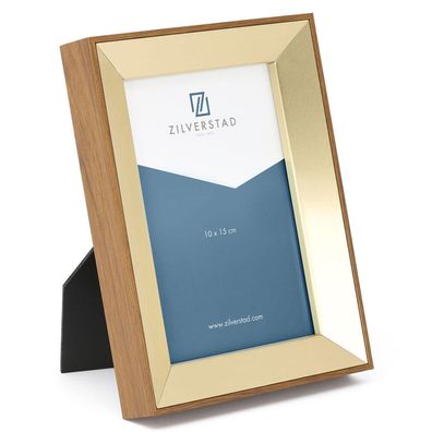 Zilverstad Fotorahmen 10x15 cm goldfarben Holzrahmen breite Leiste Veloursrücken